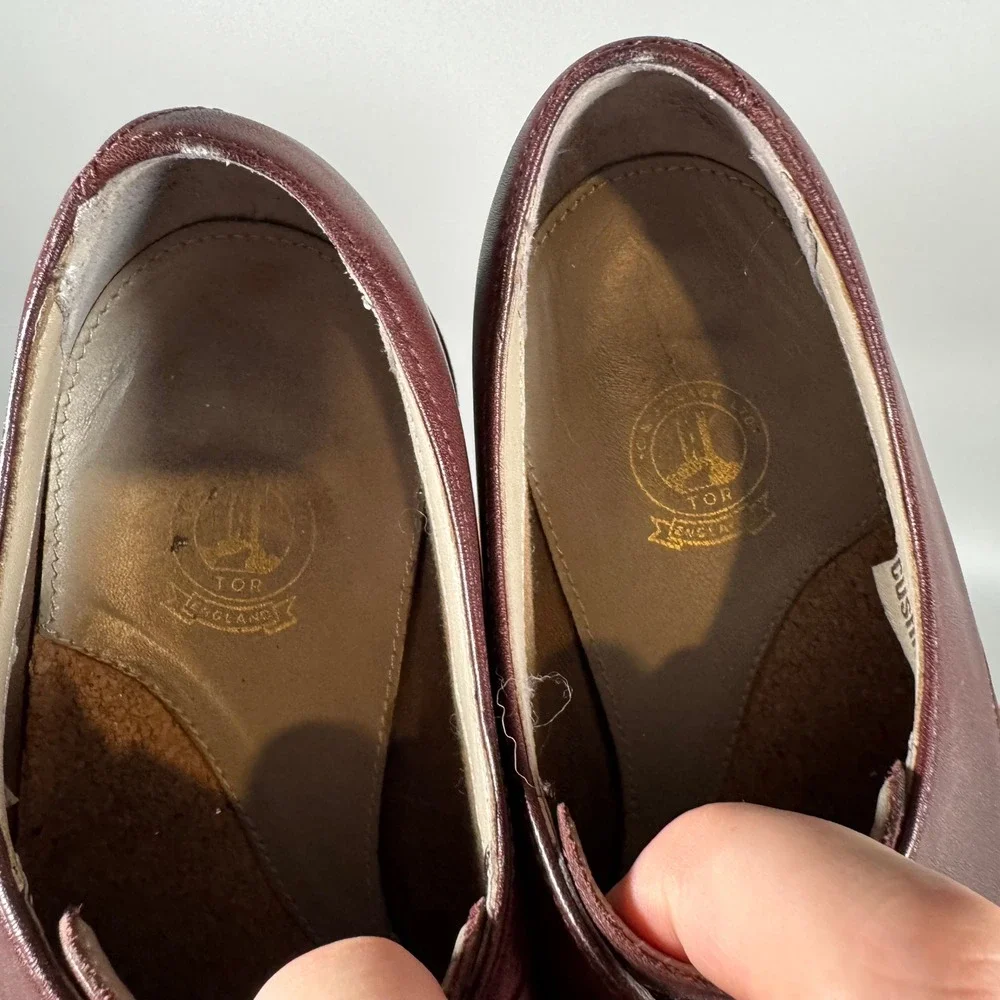 Clarks Tor England Mens Burgundy Leather Derby Shoes 261206997 Size 8 M
